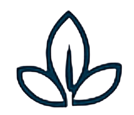 Abstract logo featuring a stylized leaf design with three leaf shapes.